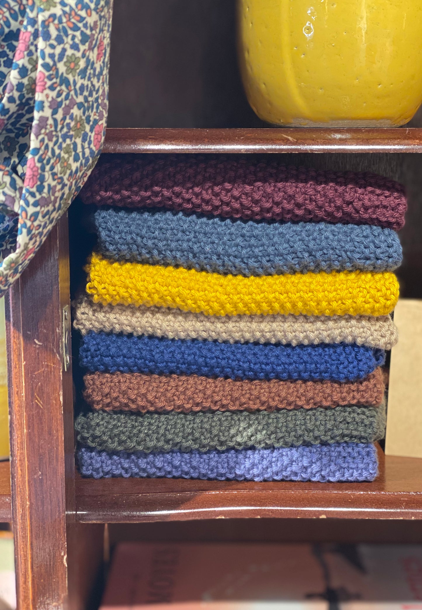 Perle strikket karklud - karry gul
